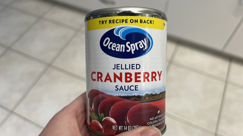 A can of Ocean Spray cranberry sauce