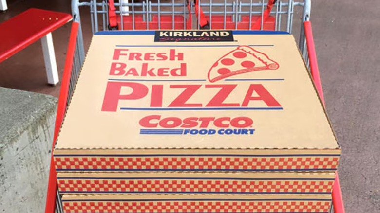Costco pizza in a cart