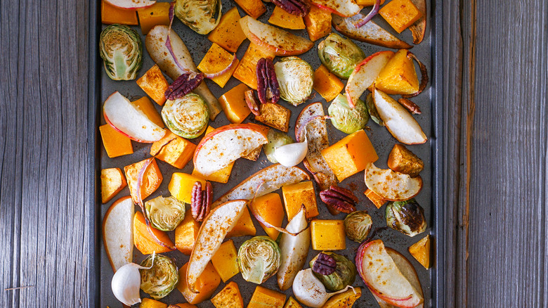 vegetables dry roasting on pan