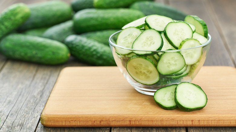 Sliced cucumbers