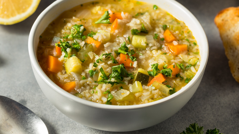 A bowl of rice soup