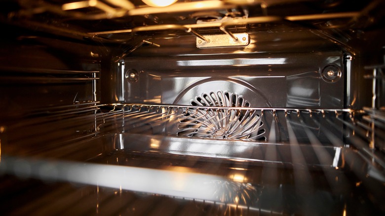 The inside of an oven