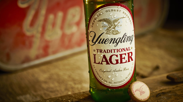 Bottle of Yuengling Traditional Lager with cap
