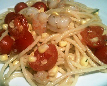 Pasta with Rock Shrimp, Tomatoes, and Corn Recipe by Molly 